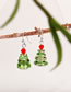 Fashion Green Geometric Layered Crystal Christmas Tree Drop Earrings