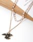 Fashion Black Double -layer Cartoon Oil Drops Small Pipe Pearl Pendant Necklace