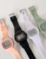 Fashion Matcha Green Square Watch Multifunctional Silicone Watch (charged)