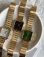 Fashion Gold+green Bamboo With Square Dial Gold Watches (charged)