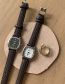 Fashion Coffee+white Founded Dial Soft Leather Thin Band Watch (charged)