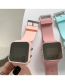 Fashion Matcha Green Silicone Strap Mirror Led Square Dial Watch (with Electronics)