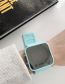 Fashion Mint Green Silicone Strap Mirror Led Square Dial Watch (with Electronics)