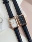 Fashion Black Belt White Noodles Faux Leather Square Dial Watch (with Electronics)