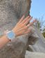 Fashion Gray Blue Metal Square Led Mirror Dial Watch (with Electronics)