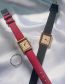 Fashion Dark Coffee Belt Alloy Square Dial Watch (with Electronics)