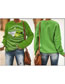 Fashion Green Cotton Printed Round Neck Long Sleeve Top