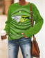 Fashion Green Cotton Printed Round Neck Long Sleeve Top