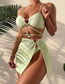 Fashion Rose Red Polyester Hollow Heart Slit Split Swimsuit Three-piece Set