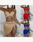 Fashion Blue Polyester Solid Color Tie Swimsuit Three Piece Set
