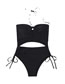 Fashion Red Polyester Crossover Halterneck Cutout One-piece Swimsuit