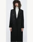 Fashion Black Wool Lapel Double Breasted Coat