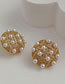 Fashion Gold 14k Gold Inlaid 形 Round Pearl Earrings