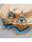 Fashion B Rice Bead Braided Tassel Eye Drop Earrings