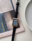 Fashion Black Belt Blue Face Metal Square Dial Watch (with Electronics)