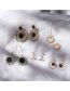 Fashion #2 Xiyan Ruoxue - 5-piece Set Alloy Heart Round Geometric Earring Set