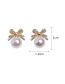 Fashion Era372 Gold Alloy Diamond Bow Knot Pearl Stud Earrings