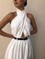 Fashion White Sleeveless Halterneck Jumpsuit