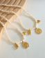 Fashion Gold Titanium Steel Pearl Beaded Heart Brick Tag Necklace
