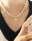 Fashion Gold Titanium Steel Pearl Beaded Heart Brick Tag Necklace