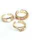 Fashion 3# Gold Plated Copper Geometric Open Ring With Diamonds