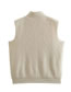 Fashion Oat Stand Collar Zip Knit Tank Top