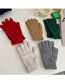 Fashion Khaki Acrylic Knit Five Finger Gloves