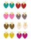 Fashion Gold Alloy Bead Heart Stud Earrings