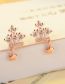 Fashion Copper Rose Gold Brass And Diamond Crown Stud Earrings
