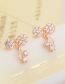Fashion Rose Gold Plated Copper Brass And Diamond Bow Stud Earrings