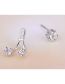 Fashion Platinum Plated Copper Copper And Diamond Pentagram Stud Earrings