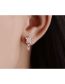 Fashion Rose Gold Copper And Diamond Flower Stud Earrings