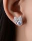 Fashion Platinum Plated Copper Copper Inlaid Zirconia Bow Stud Earrings