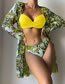 Fashion 5# Polyester Printed Two-piece Swimsuit Three-piece Set