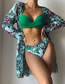 Fashion 5# Polyester Printed Two-piece Swimsuit Three-piece Set