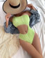 Fashion Green Solid Textured Cutout One-shoulder Swimsuit