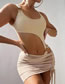Fashion Creamy-white Solid Color Ring Drawstring Two-piece Swimsuit Set