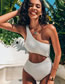 Fashion Coupling Solid Color One-shoulder Cutout One-piece Swimsuit