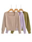 Fashion Olive Green Square Neck Knit Sweater