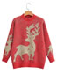 Fashion Pink Christmas Fawn Knit Crew Neck Sweater
