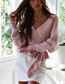 Fashion White Crossover V-neck Dolman Sleeve Knitted Sweater