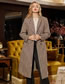 Fashion Khaki Woven Houndstooth Double Breasted Lapel Coat Jacket