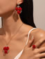 Fashion Red Alloy Diamond Geometric Rose Earrings Necklace Ring Set