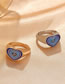 Fashion Gold-blue Alloy Dripping Oil Heart Ring