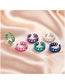 Fashion Blue Green Alloy Hollow Chain Open Ring