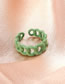Fashion Blue Green Alloy Hollow Chain Open Ring