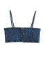 Fashion Denim Blue Jewelry-embellished Denim Crop Top