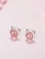 Fashion Platinum Plated Copper Geometric Strawberry Crystal Cat Stud Earrings