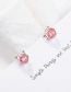 Fashion Platinum Plated Copper Geometric Strawberry Crystal Cat Stud Earrings