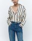 Fashion Stripe Striped Silk-satin Shirt